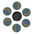 thumbnail image 5 of LNWH Coasters, Moroccan Blue Green Style Leather Round Coasters Set of 6 for Kitchen Dining Room Living Room Bar - Tabletop Waterproof and Anti-scald, 5 of 8