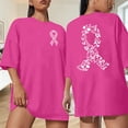 thumbnail image 2 of DHFJKG Cancer Awareness T Shirts For Women Pink Ribbon Graphic Oversized Drop Shoulder Short Sleeve Tees, 2 of 5