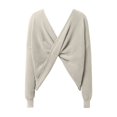 thumbnail image 3 of DuoJiaJ Women's New Backless Sweater Long Sleeved Knit Sweater Womens Fashion Beige L, 3 of 5