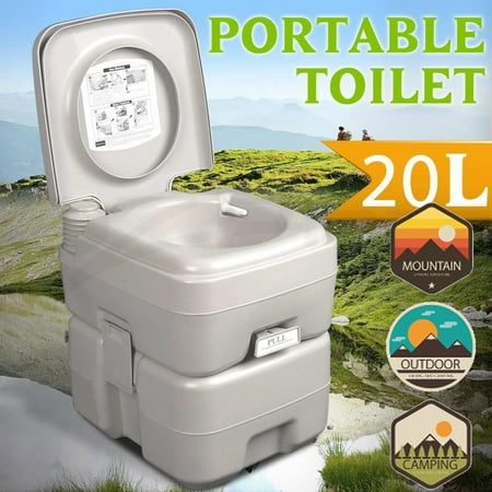 Ktaxon 5 Gallon 20L Flush Porta Potti Outdoor Indoor Travel Camping Portable Toilet for Car, Boat, Caravan, Campsite,