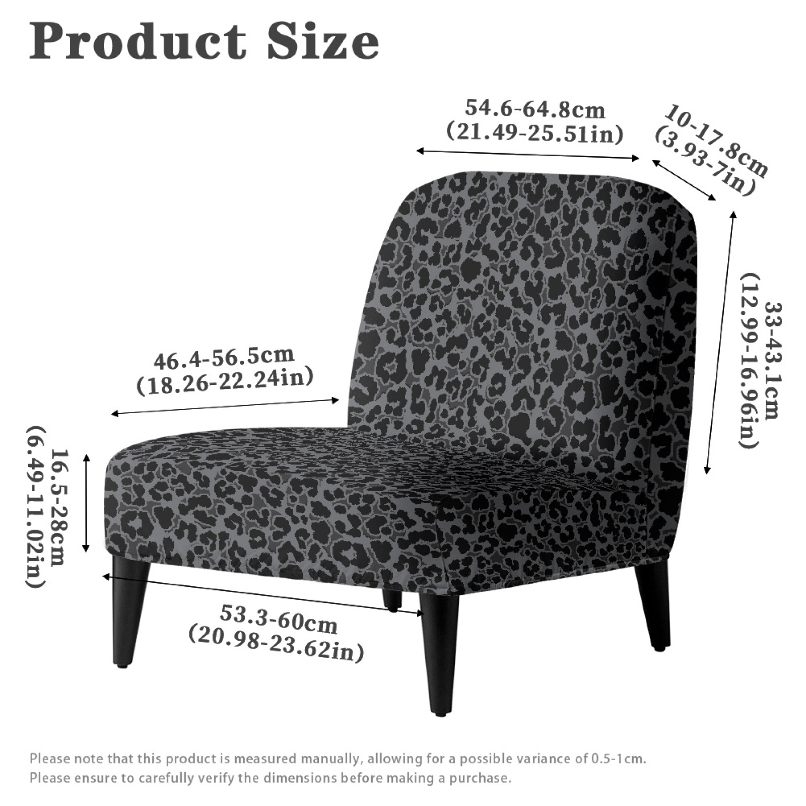 ZIATUBLES Armless Accent Chair Cover Stretch Soft Accent Chair Slipcover Non-Slip Spandex Couch Cover Machine Washable Chair Decor Protector Cover for Living Dining Room, Black Leopard Print