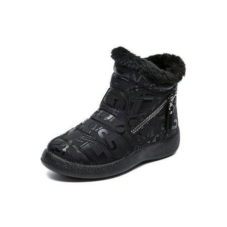 

SIMANLAN Waterproof Winter Girls Shoes Snow Boots Slip On Warm Ankle Size US