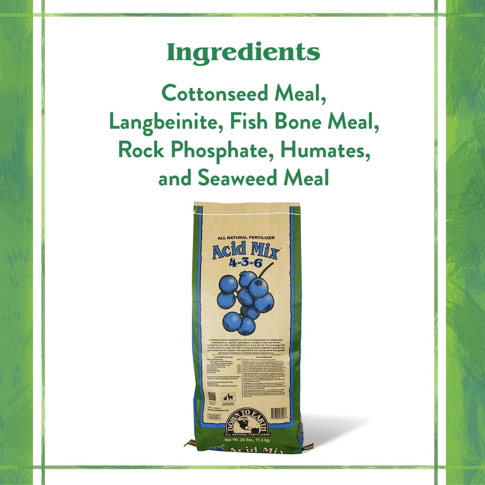 Down To Earth Acid Mix 4-3-6 Organic Plant Food, 40 lb Bag