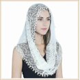 thumbnail image 1 of Chapel Veil Floral Latin Mass Head Covering Lace Scarf Mantilla Veils for Church (D), 1 of 4