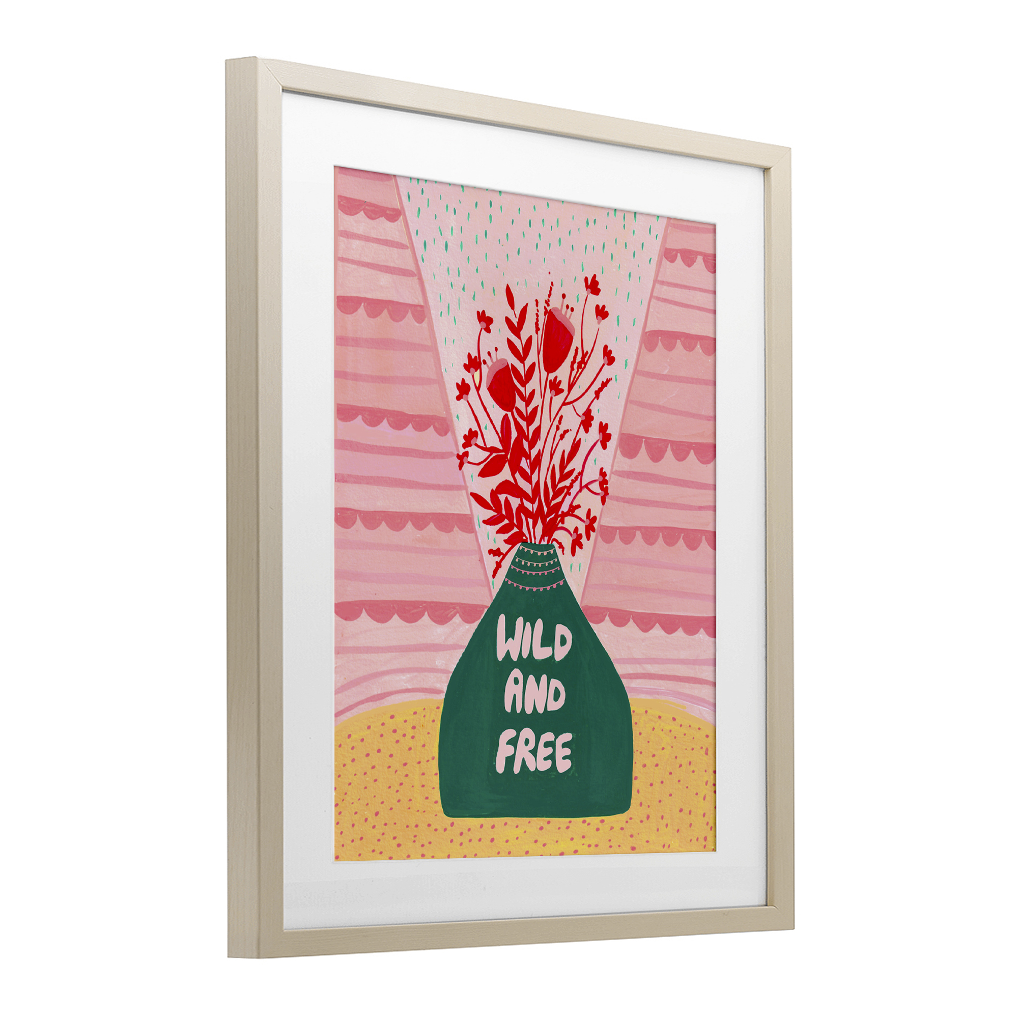 Midcentury Wild And Free Birch Framed Print Under Glass, design by Nabeela Rumi