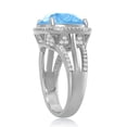 thumbnail image 2 of 925 Sterling Silver Italian Rhodium Plated High Polished 12mm Cushion Square Aqua Swarovski Element with Cubic Zirconia Halo Ring, 2 of 5