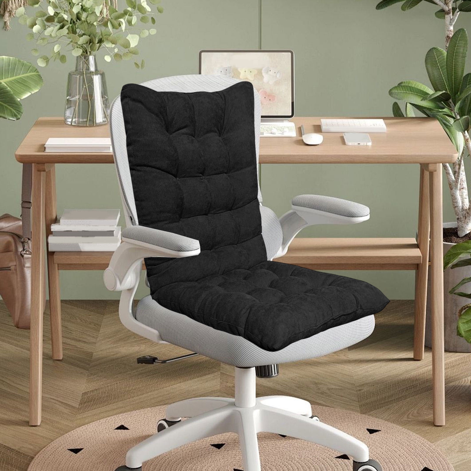 HongMinWen High Back Chair Seat Cushion, Dining, Office Chair Pads with Ties Thickened One-Piece Rocking Chair Cushion, Indoor/Outdoor Furniture Patio Chair Cushion