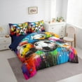 thumbnail image 4 of Feelyou Cartoon Football Print Twin Bedding Sets 7-Piece, Fashion Splatter Artwork Bedding Comforter Set, Teens Kids Girls Boys Reversible Sheet Sets, Lightweight Room Decor, 4 of 8