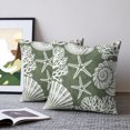 thumbnail image 2 of Pillow Covers 26x26 Set of 2, Dark Green Coastal Throw Pillow Covers Decorative Couch Cushion Cover, Conch Nautical Summer Starfish Shell Coral Microfiber Soft Pillowcases for Bedroom Living Room, 2 of 9