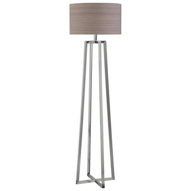 Bowery Hill Contemporary Floor Lamp in Polished Nickel and Taupe