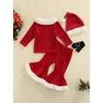 thumbnail image 3 of Qiylii Girls 4Pcs Christmas Outfits, Tops + Flare Pants + Santa Hat + Belt, 3 of 8