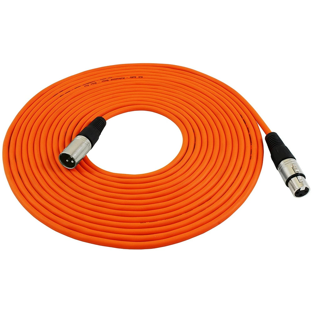 GLS Audio 25ft Mic Cable Patch Cords XLR Male to XLR Female Orange