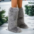 thumbnail image 3 of Women Winter Fluffy Faux Fur Knee High Snow Boots Y34K Outdoor Fashion Boots Luxurious Fashion Shoes, 3 of 4