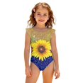 thumbnail image 3 of Abcomgle Baby Girl Swimsuit Sunflower Print One Piece Girls Swimsuit Ruffled Stretchy Girls Bathing Suit, 3 of 7