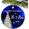 thumbnail image 2 of Adorno navideño de compromiso para el primer año de 2021, decoración para árbol de Navidad en azul cielo y dorado, regalo romántico para parejas, 2 of 2