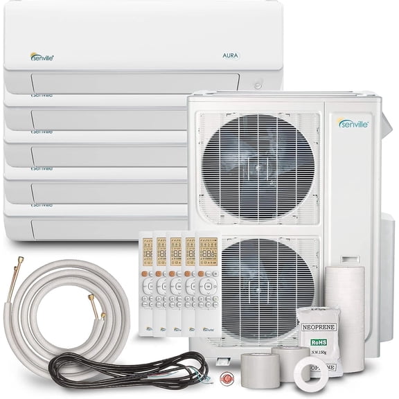 Senville 48000 BTU 5-Zone Mini Split Air Conditioner & Heat Pump SENA-48HF/F, AHRI Certified