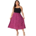 thumbnail image 3 of DARING DIVA Women's Plus Pleated High Waist Midi Casual Floral Skirt 4X Hot Pink, 3 of 6