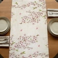 thumbnail image 5 of Table Runners 72 Inches Long Dress Scarves, Birds Floral Farmhouse Kitchen Table Runner, Coffee Tablerunners, Farmhouse Vintage Pink Flower Leaf 16x72 Inch, 5 of 9