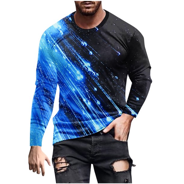 Blusas y camisas de manga larga y cuello redondo para hombre, camisetas casuales con estampado de moda y cuello redondo, blusas de licra de manga corta para hombre.