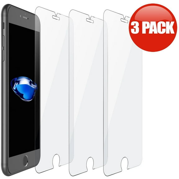HD Premium Round Edge Tempered Glass Screen Protector for iPhone 8 Plus / 7 Plus - 3 Pack