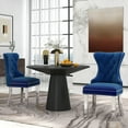 thumbnail image 3 of Roundhill Furniture Vogel 3-Piece Round Dining Set, Pedestal Dining Table with 2 Chairs, Blue, 3 of 14