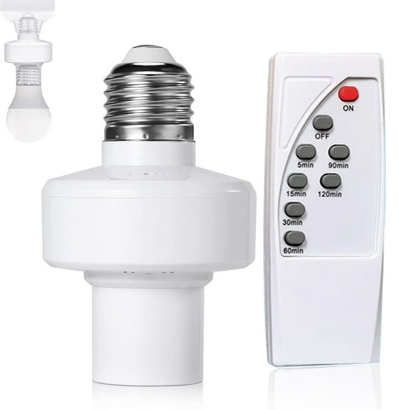 Remote Control Light Bulb Socket, Bukeer E26 E27 Bulb Lamp Holder with Remote Control and 5/15/30/60/90/120 Min Timer