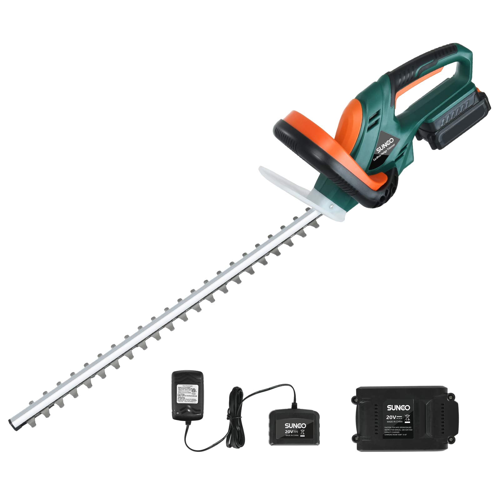 SUNCOO 20V Cordless Hedge Trimmer, 22Inch Battery Powered Trimming Kit
