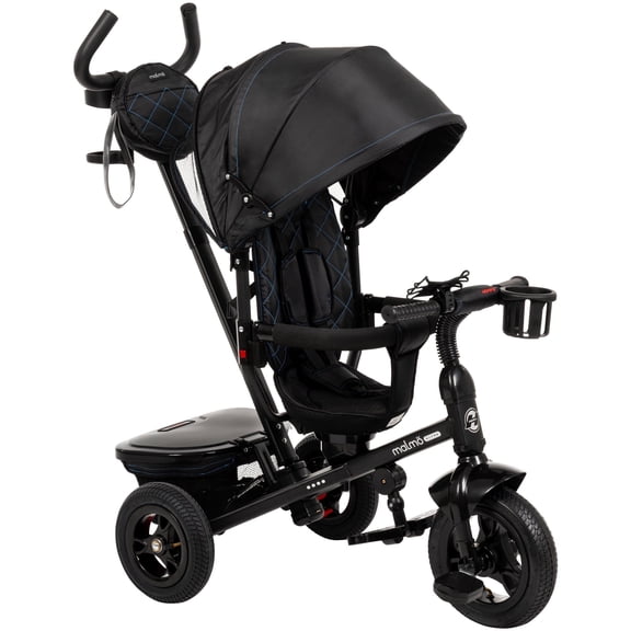 Huffy Malmo Ultra 4-in-1 Push Tricycle, Fits Riders 33" , Matte Black, Kids, Unisex