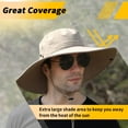 thumbnail image 4 of Sun Hats for Men, Wide Brim Sun Block Windproof Adjustable Rope Cap, UPF 50+ UV Protection Waterproof Hat, Two Wearing Styles for Fishing Hiking Safari Outdoor, Beige, 4 of 6
