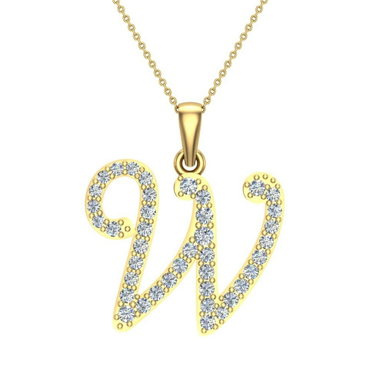 Diamond All Star Initial V Necklace in 14K White Gold with 23 diamonds  weighing .23ct tw.