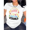 thumbnail image 1 of Camiseta gráfica informal para mujer: cómoda mezcla de algodón y elastano, cuello redondo y manga corta, ideal para verano y deportes. Top deportivo de ocio., 1 of 6