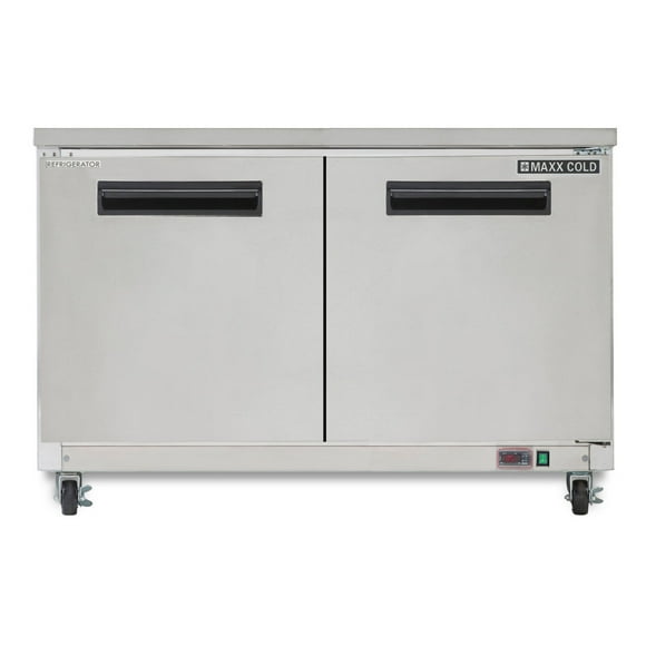 Maxx Cold Double Door Undercounter Refrigerator, 48.3", 12 cu. ft. Capacity, in Stainless Steel