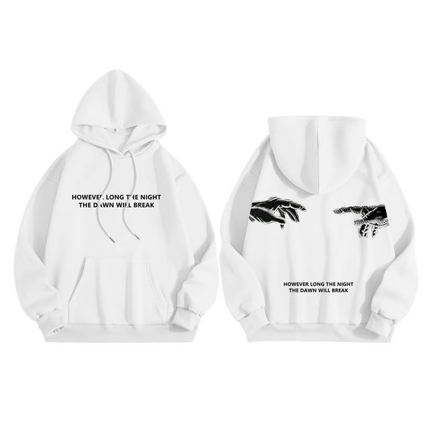 WILLBEST Sudaderas Navideñas para Hombre, Sudadera con Capucha Estampada con Mangas De Hombros Descubiertos, Informal, Holgada, Cómoda, De Moda, para Negocios, De Manga Larga Chica