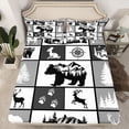 thumbnail image 2 of jejeloiu Deer Skull Silhouette Full Size Sheets,Cute Bear Paws Bed Sheets,Gray Geometric Check Sheet Sets For Teens,Breathable Home Decor,4-Piece, 2 of 7