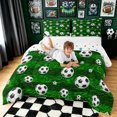 thumbnail image 4 of meiyoeat Cartoon Sport Soccer Full Size Comforter Sets for Boys, Green Grass Stripes Bedding Comforter Set, Polkadot Reversible, 3 Pieces, 1 Comforter and 2 Pillowcases, 4 of 6
