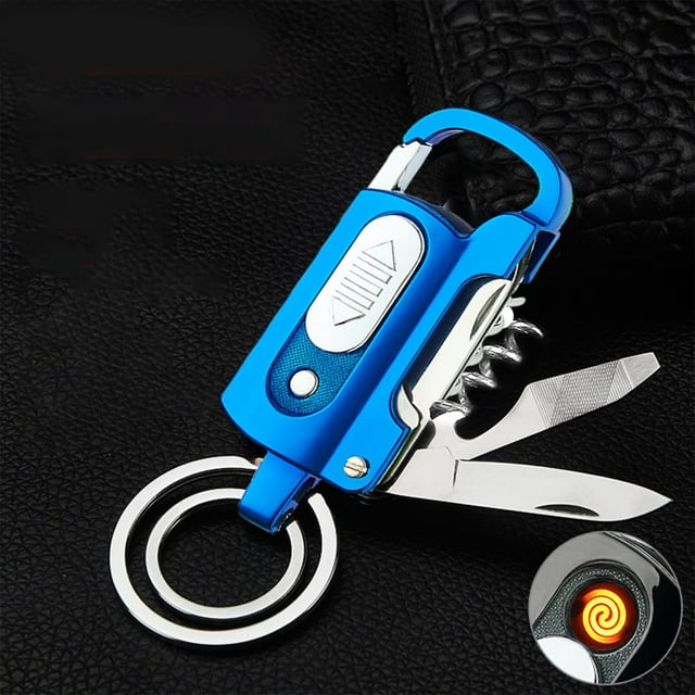 HLONK Electronic Rechargeable Lighter, Electric Lighter, Transparent Double Lighter LED Power Display Type-C Rechargeable Lighter Outdoor Windproof Blue