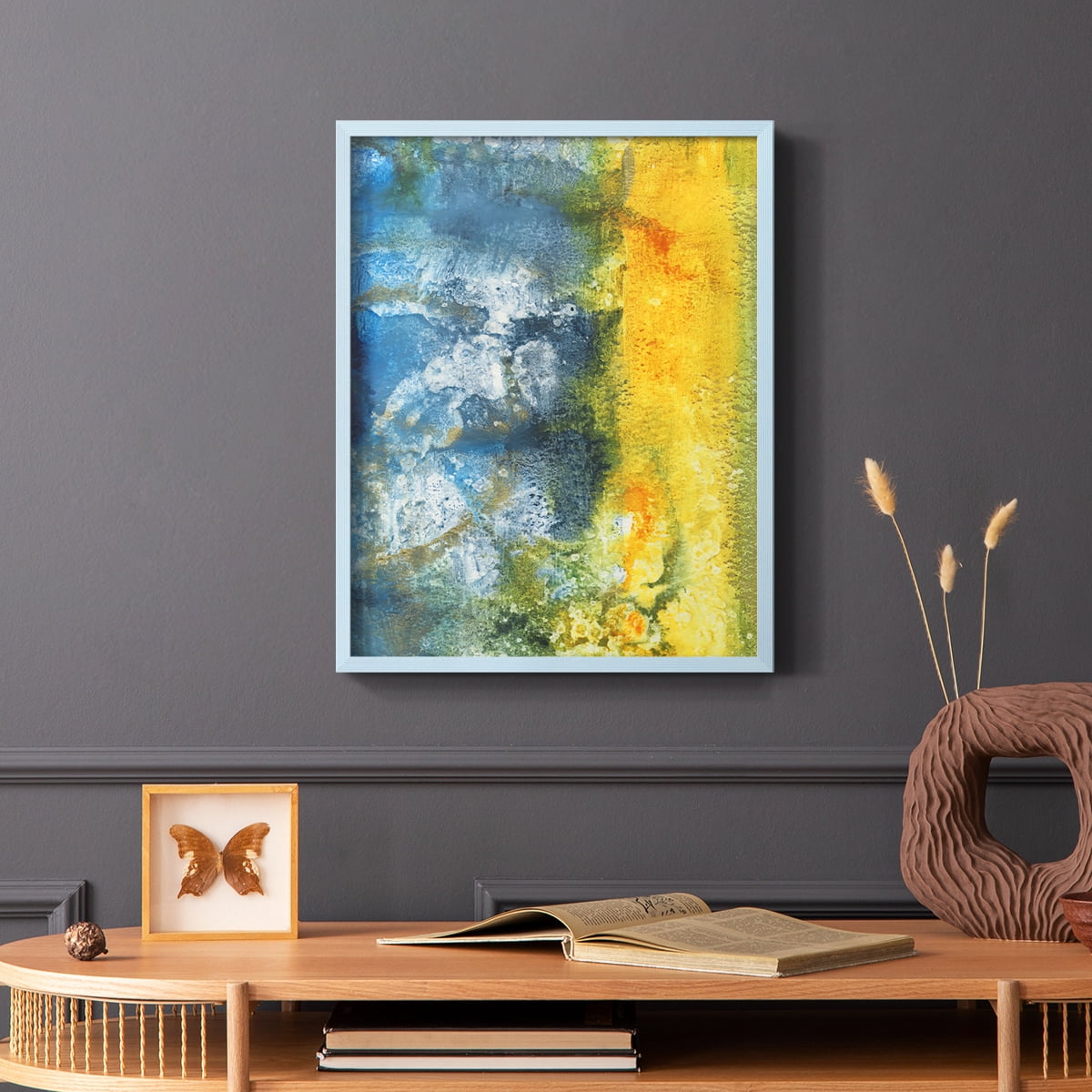 Aquatic Energy II Framed Print in Blue Solid Wood Framed Print No Nail Hanging