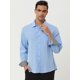 thumbnail image 2 of Camisa de vestir de oficina de manga larga con botones y cuello a cuadros en contraste de colores para hombre Azul claro S Unique Bargains, 2 of 6