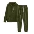 thumbnail image 3 of haxmnou womens sweatsuits tracksuit two piece outfits casual solid color jogging sweat suits matching jogger pants set Army Green S, 3 of 7