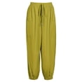 thumbnail image 2 of Plus Size Women's Solid Bow Knot Elastic Button Decor Casual Pants with Pockets, 2 of 14