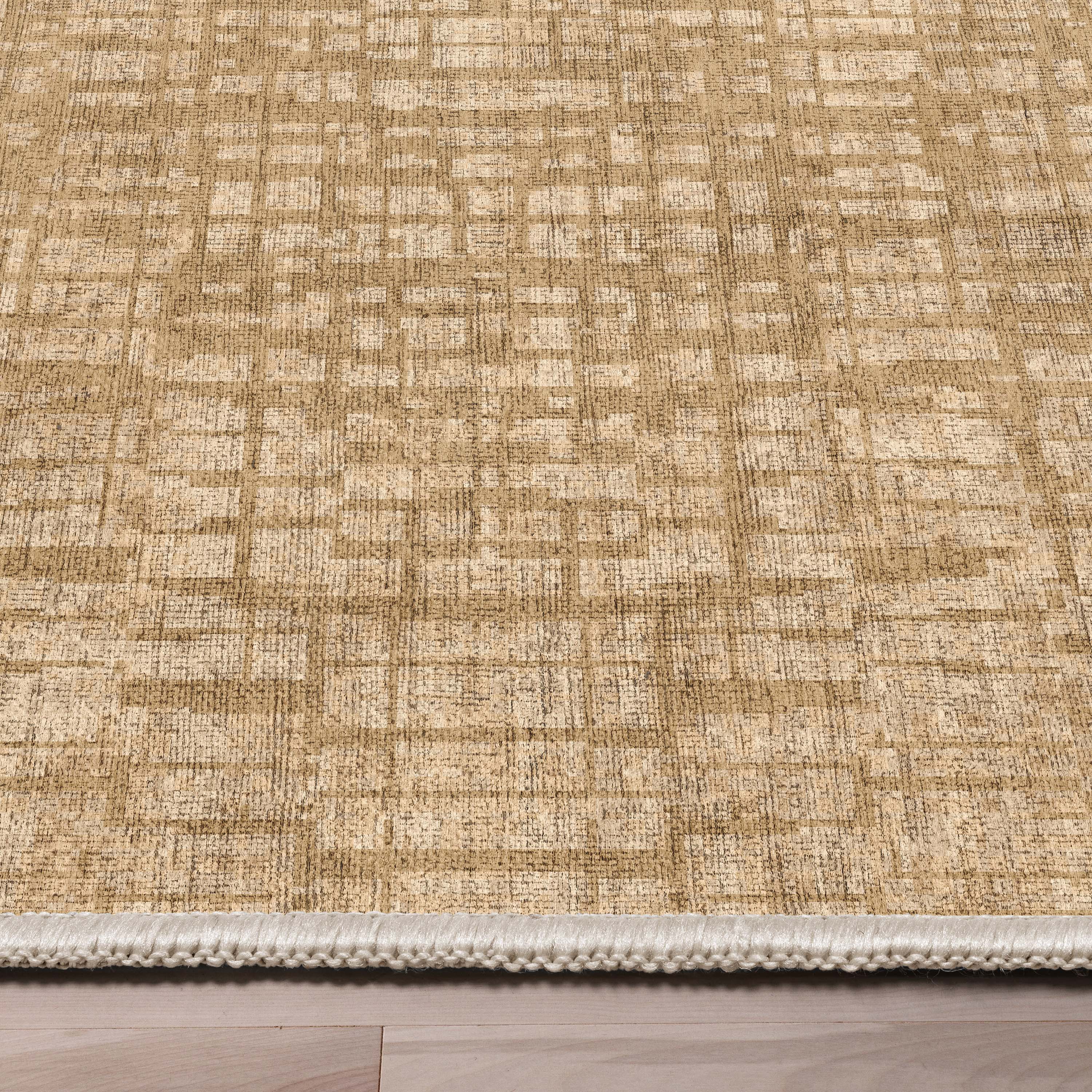 Well Woven Abstract Nightscape Modern Geometric Flat-Weave Beige 5'3" x 7'3" Area Rug
