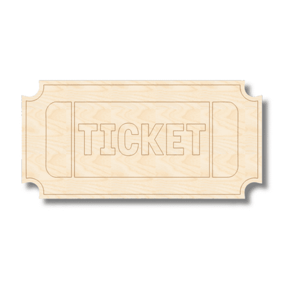 Unfinished Wood Etched Ticket Shape 3" / 1/8"