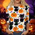 thumbnail image 2 of 3/4 Length Halloween Shirt Ladies' Halloween Top Halloween Shirts for Women Halloween Clothing Cute Halloween Ghost Shirt Halloween Tee Fall Shirts Plus Size Tops Crew Neck T Shirts, 2 of 4