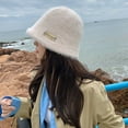 thumbnail image 4 of qolati Fuzzy Bucket Hat for Women Girl Winter Soft Warm Plush Bucket Hats Winter Faux Fur Fishmans Cap, 4 of 4