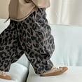 thumbnail image 5 of Girl Toddler Kids Junior Denim Pants Leopard Print Streetwear Loose Fit Pants Unisex Elastic Waist Long Pants Home Wear size 3-4T, 5 of 7