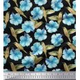 thumbnail image 1 of Soimoi Crepe Silk Fabric Hummingbird & Floral Print Fabric by the Yard 42 Inch Wide, 1 of 3