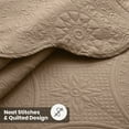 thumbnail image 4 of IR Imperial Rooms 3Pc-Embossed Luxury Bedspread 80 GSM Microfiber Floral Vintage Quilt Set Lightweight King Beige, 4 of 13