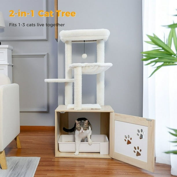Cat tree with hidden litter box hotsell