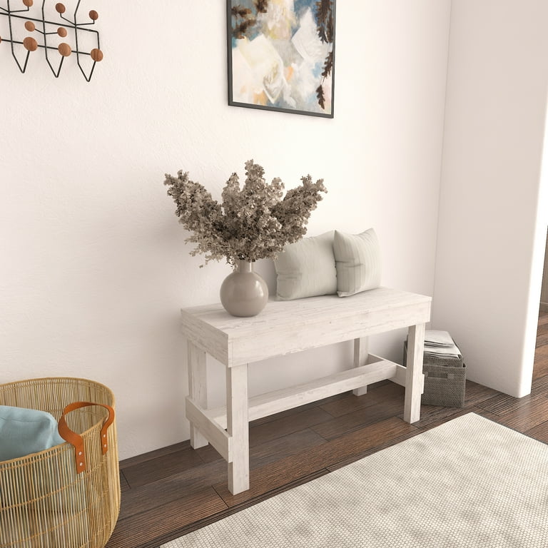 Rustic white entryway bench deals
