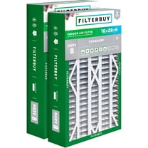 Filterbuy 16x28x6 MERV 8 Dust Defense, Pleated HVAC AC Furnace Air Filters for Aprilaire Space-Gard 401 / 2400 & Lennox (2-Pack)